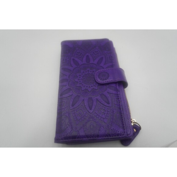 Harryshell Magnetic Zipper Leather Wallet Samsung Galaxy Note 20 Flower Purple - Picture 10 of 10